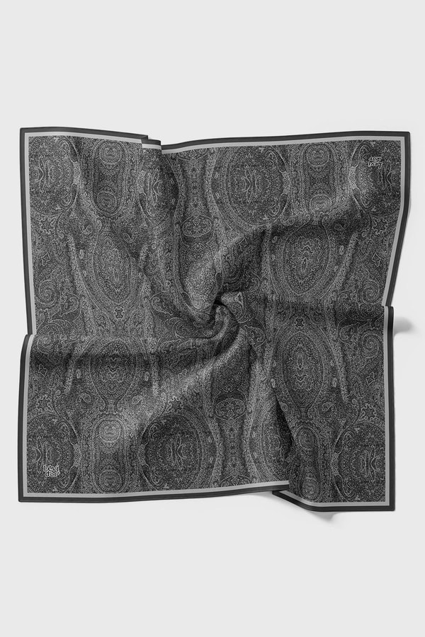 LevidorGri Soyut Etnik Desen Twill İpek Eşarp