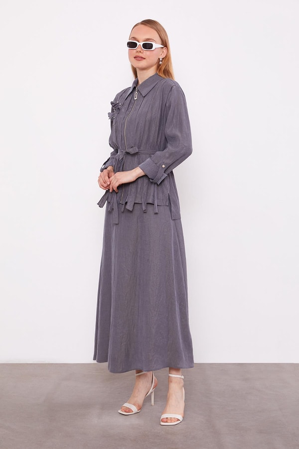 LevidorGri Yakası Taş Detaylı Cupra İkili Takım