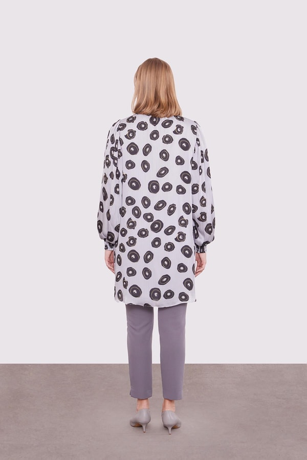 LevidorGri Yuvarlak Desenli Tunik