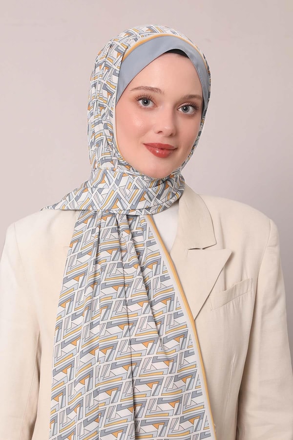 LevidorGri Zigzag Desen Club Şal