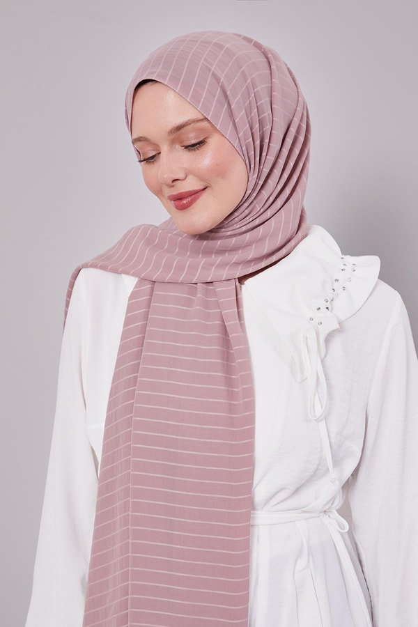 LevidorGül Çizgili Cazz Şal