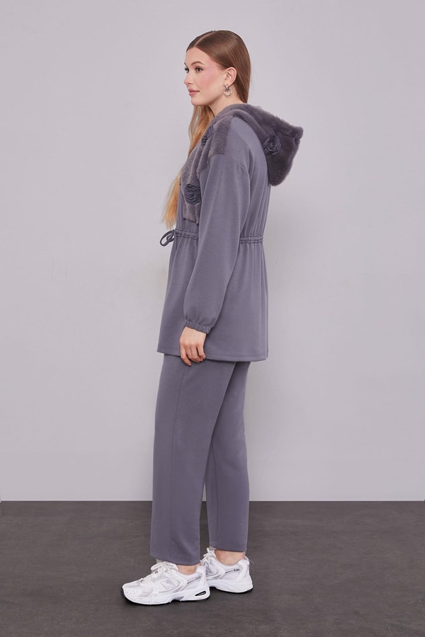 LevidorGül Detaylı Bel Büzgülü İkili Takım