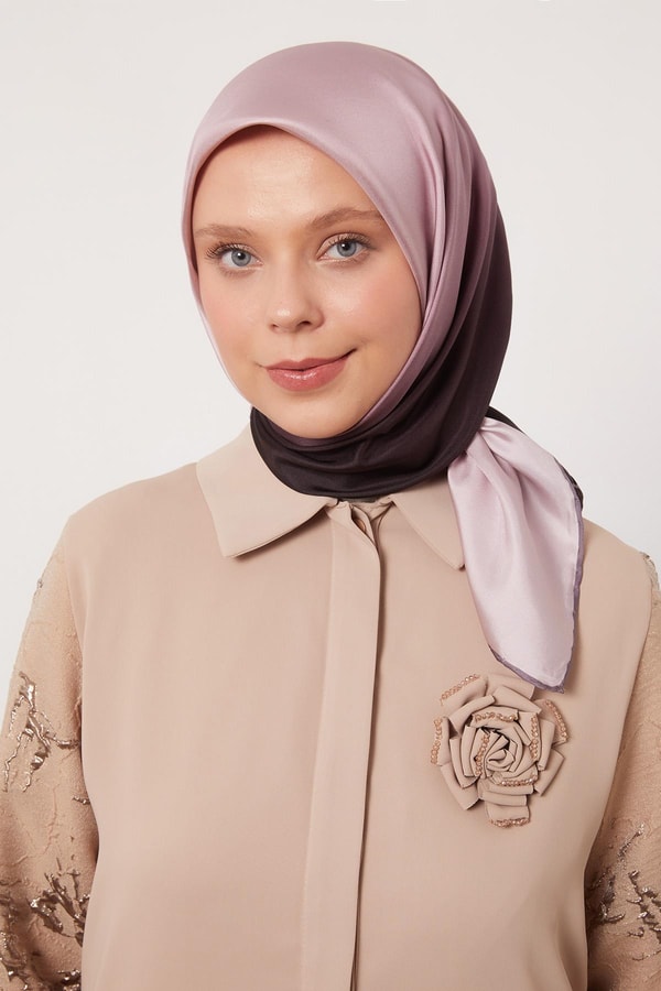 LevidorGül Geçişli Twill İpek Eşarp