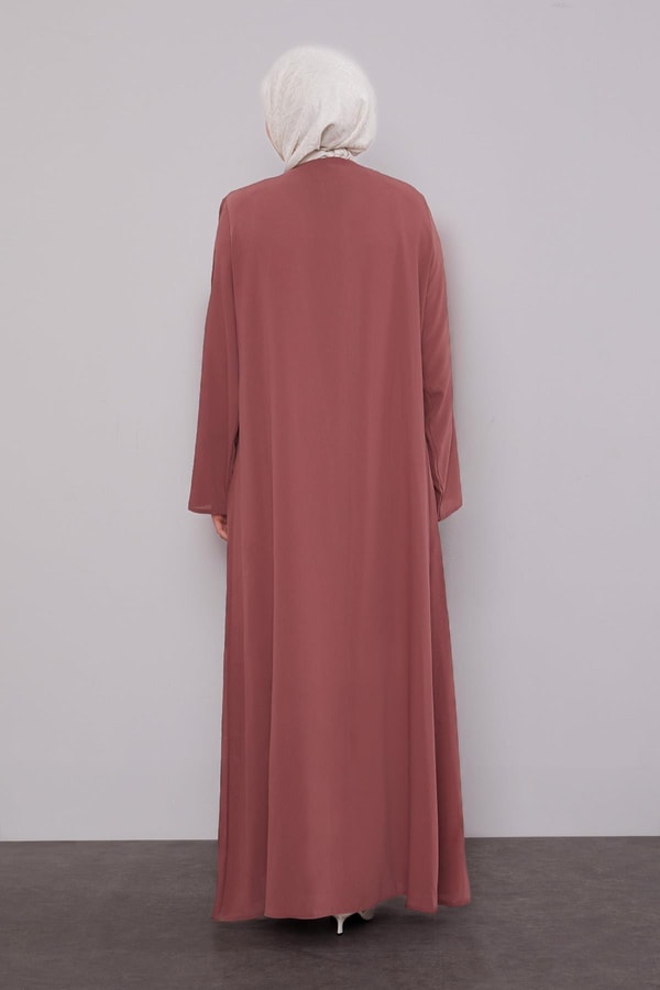 LevidorGül Hakim Yaka Fermuarlı Ferace