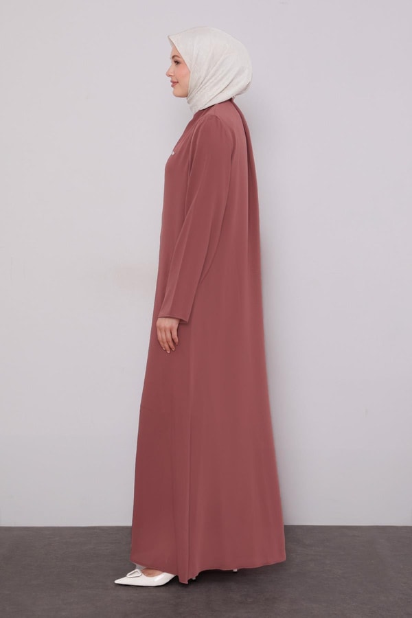 LevidorGül Hakim Yaka Fermuarlı Ferace