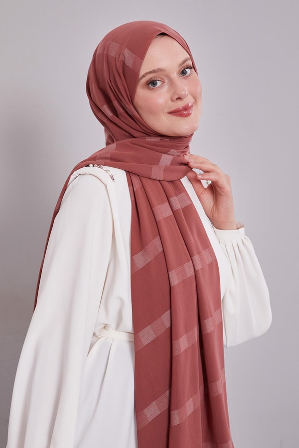 LevidorGül Kendinden Çizgili Dirim Şal