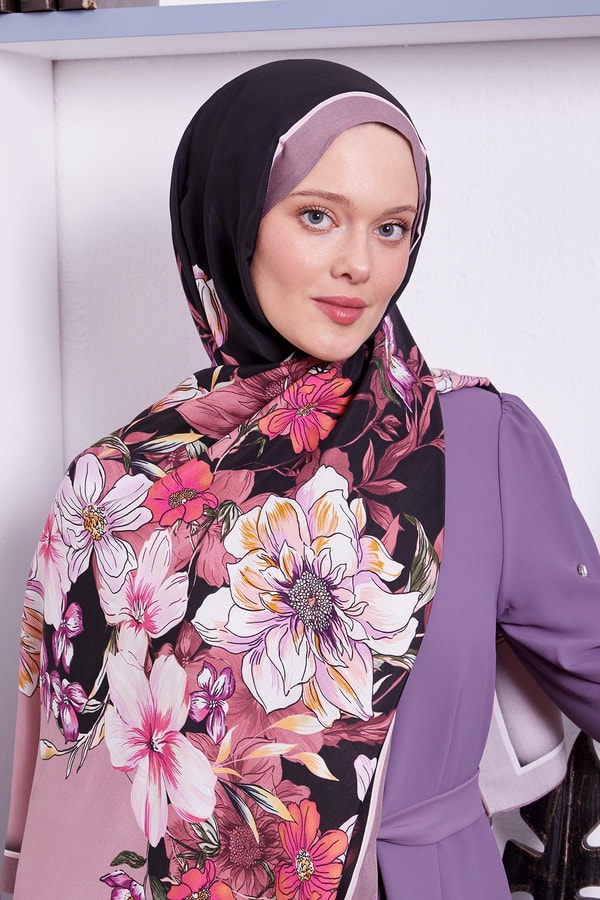 LevidorGül Kurusu Kenar Çiçek Desen Royal Şal