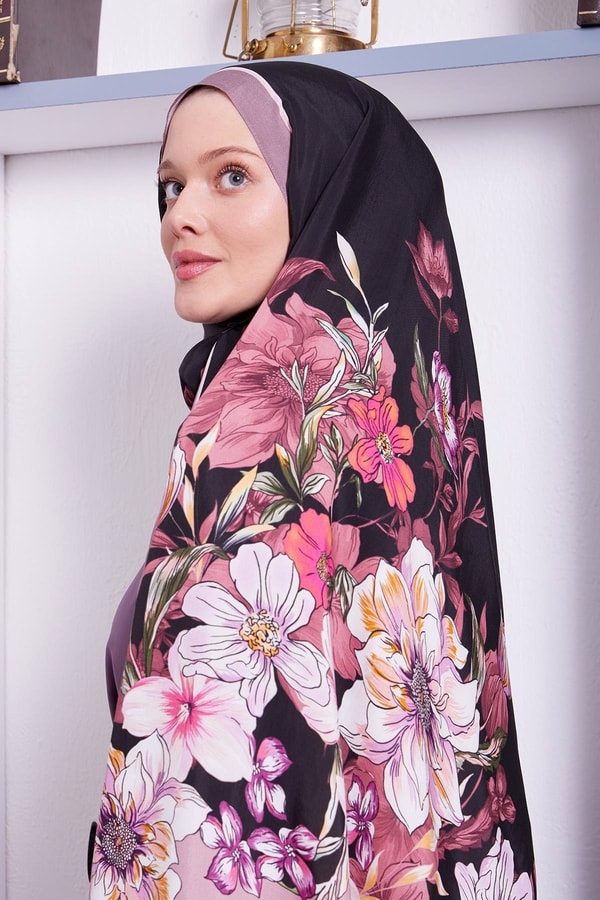 LevidorGül Kurusu Kenar Çiçek Desen Royal Şal