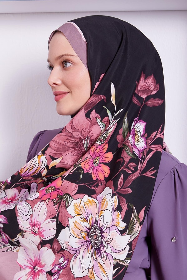 LevidorGül Kurusu Kenar Çiçek Desen Royal Şal