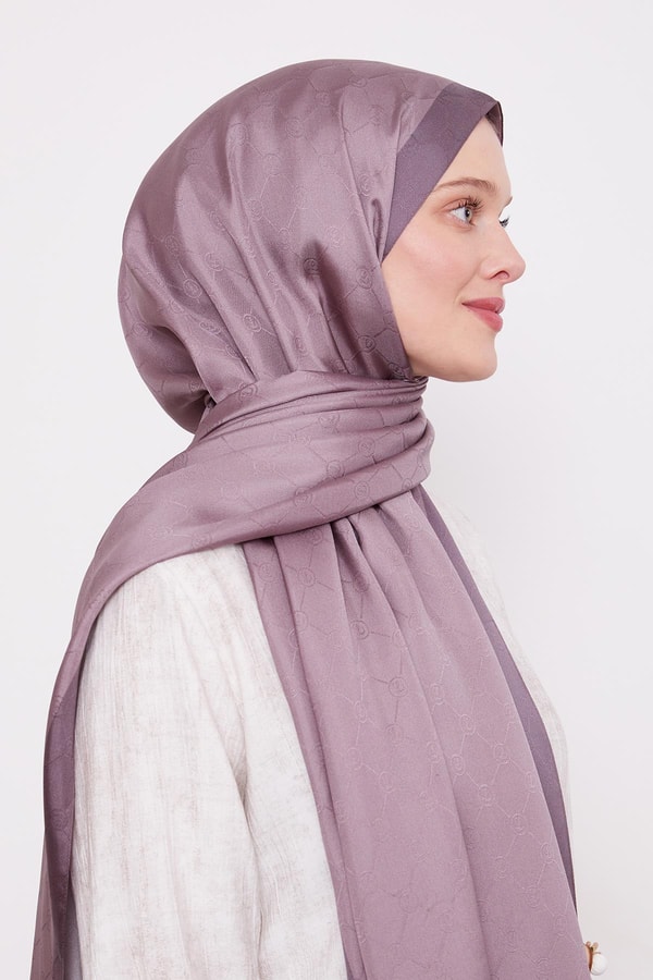 LevidorGül Kurusu Petek Desen Monogram İpek Şal