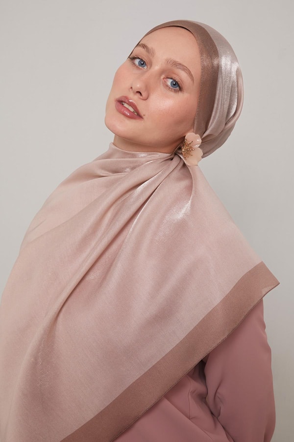 LevidorGül Kurusu Şerit Desen Kehribar Şal