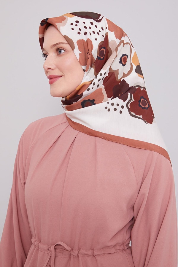 LevidorGül Kurusu Soyut Çiçek Desen Aura Eşarp