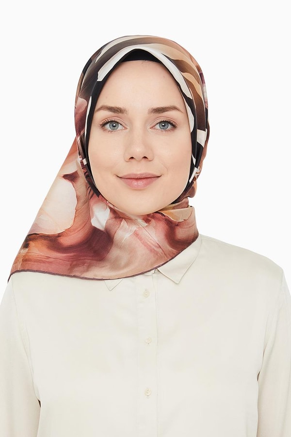 LevidorGül Kurusu Twill Saf İpek Eşarp