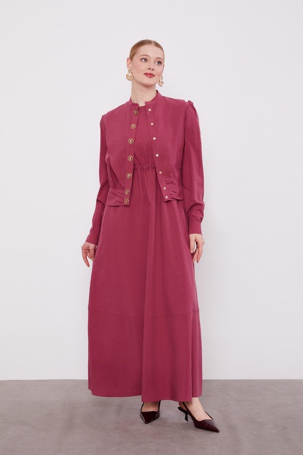 LevidorGül Kurusu Vatkalı Cupra Ceket Takım