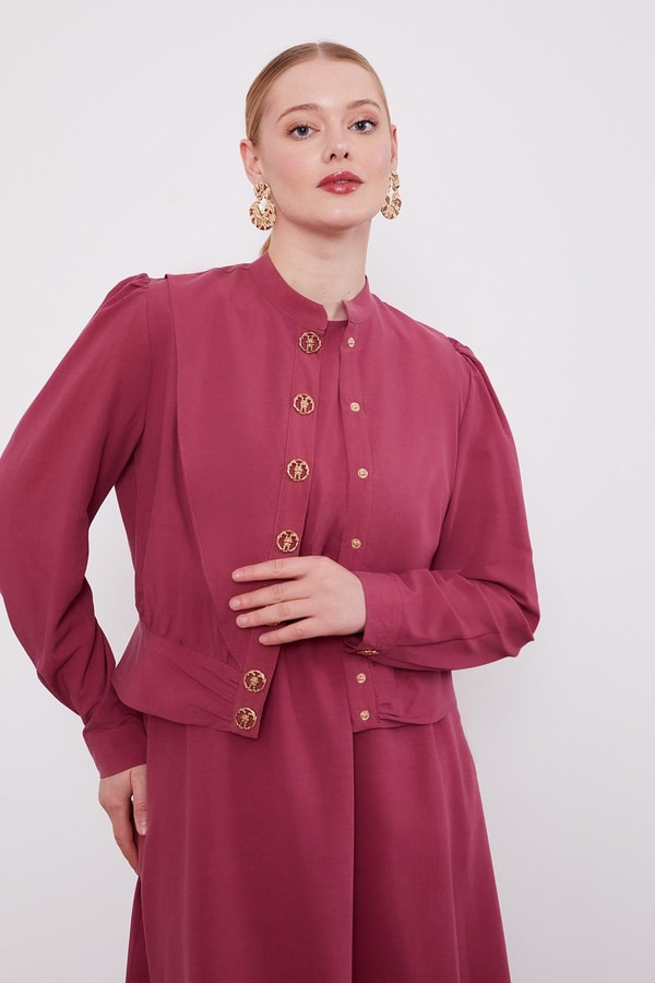 LevidorGül Kurusu Vatkalı Cupra Ceket Takım