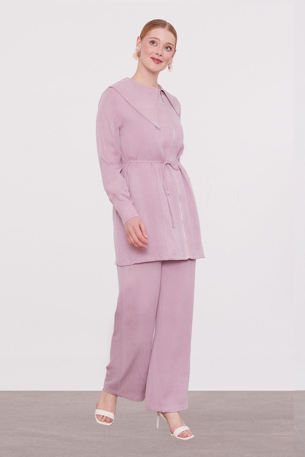 LevidorGül Yakası Taşlı Cupra İkili Takım