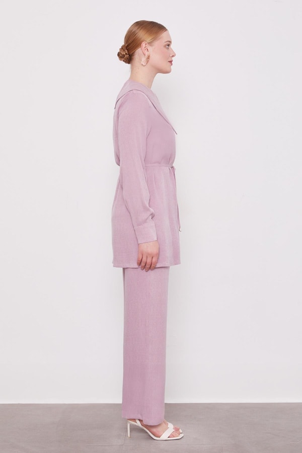 LevidorGül Yakası Taşlı Cupra İkili Takım