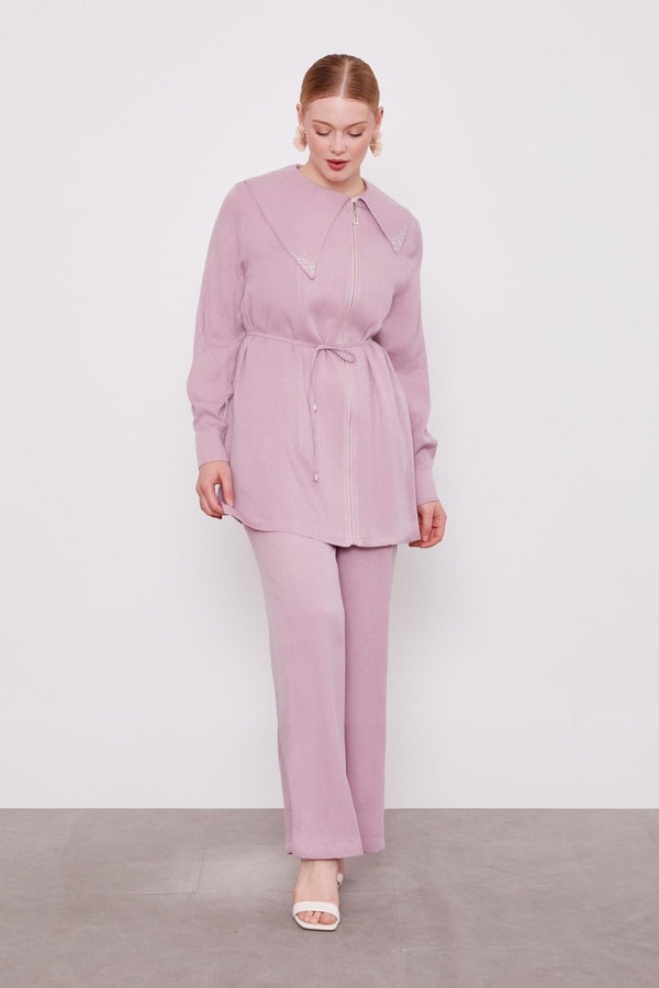 LevidorGül Yakası Taşlı Cupra İkili Takım