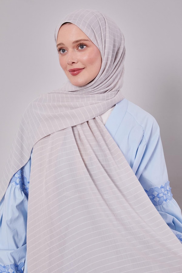 LevidorGümüş Çizgili Cazz Şal