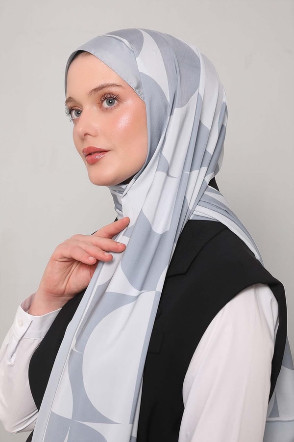 LevidorGümüş Dairesel Desen Club Şal