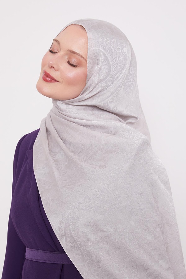 LevidorGümüş Etnik Desen İtalyan Jakar Şal