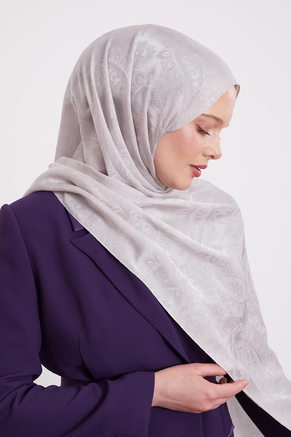 LevidorGümüş Etnik Desen İtalyan Jakar Şal