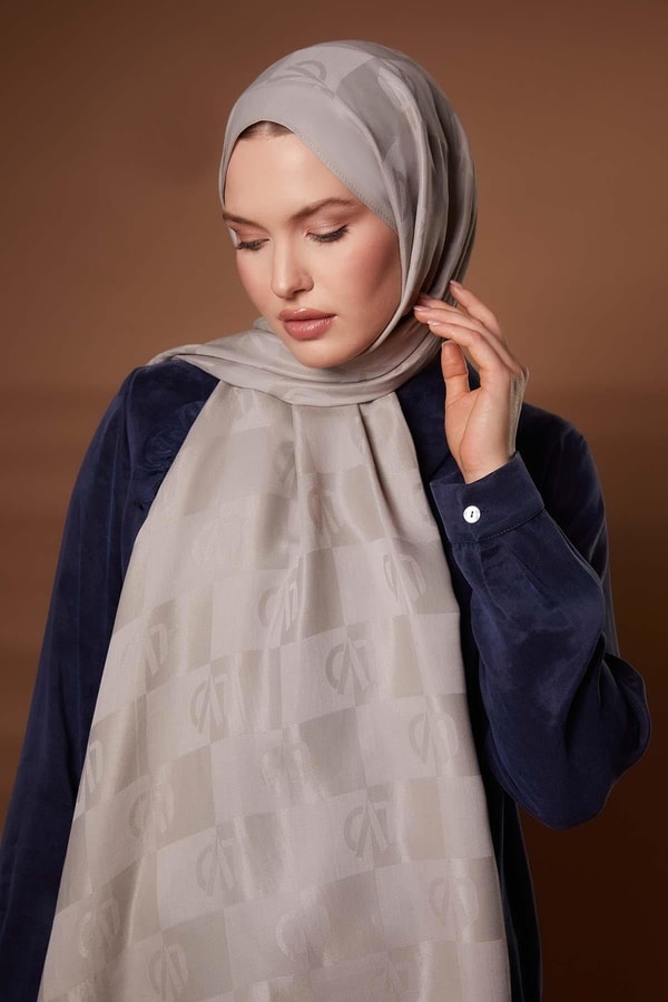 LevidorGümüş Kare LVD Baskılı Naia Jakar Şal