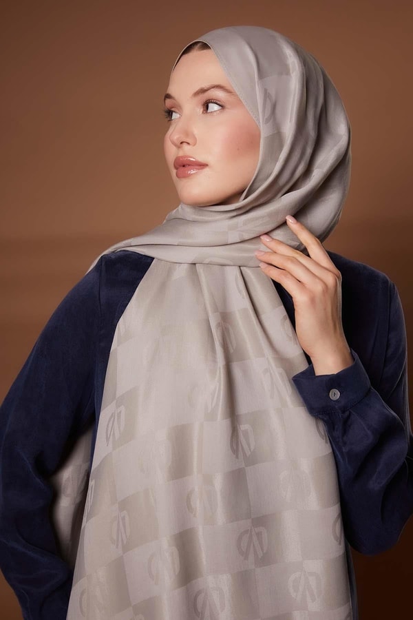 LevidorGümüş Kare LVD Baskılı Naia Jakar Şal