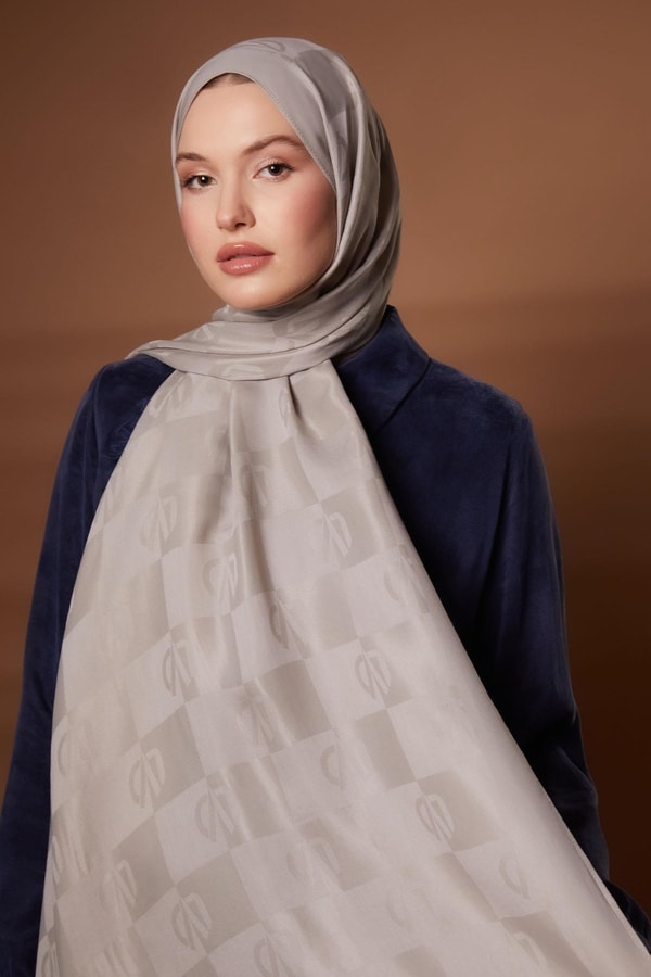 LevidorGümüş Kare LVD Baskılı Naia Jakar Şal