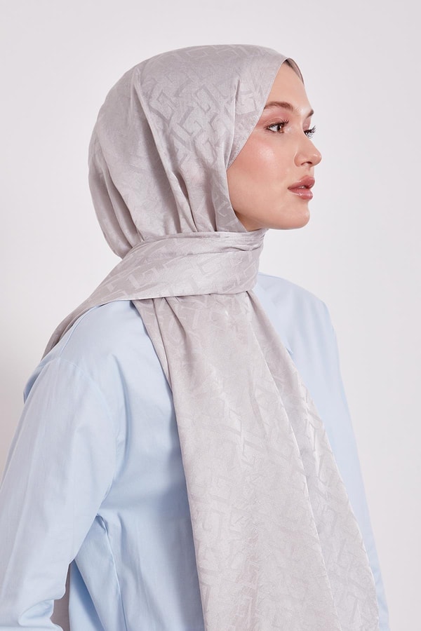 LevidorGümüş L Desen İtalyan Jakar Şal