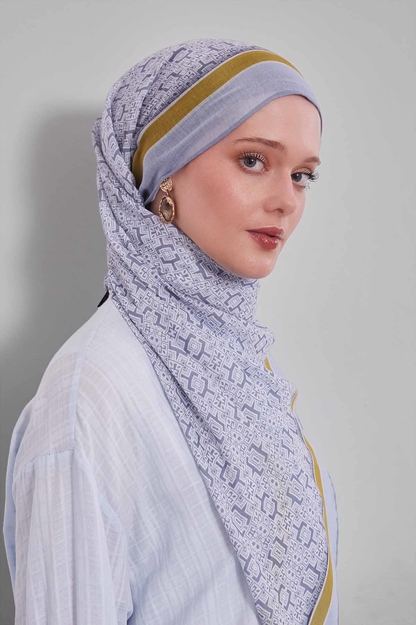 LevidorGümüş Puzzle Desen Soft Eşarp