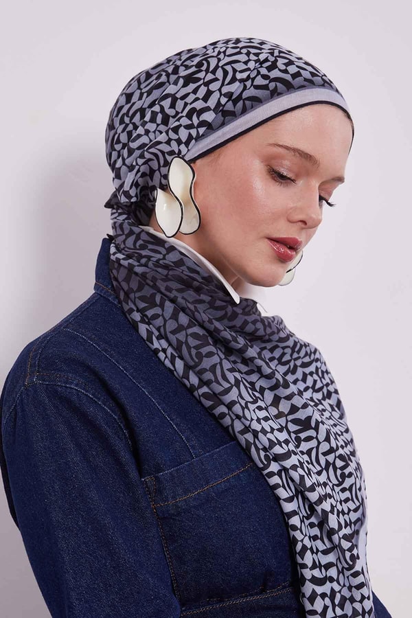 LevidorGümüş Renk Geçişli Desen Soft Eşarp