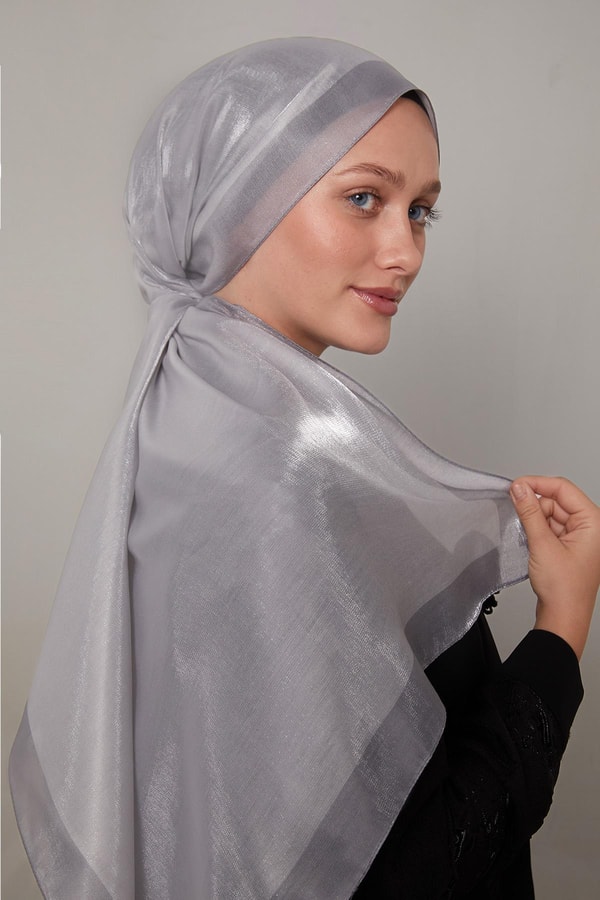 LevidorGümüş Şerit Desen Kehribar Şal