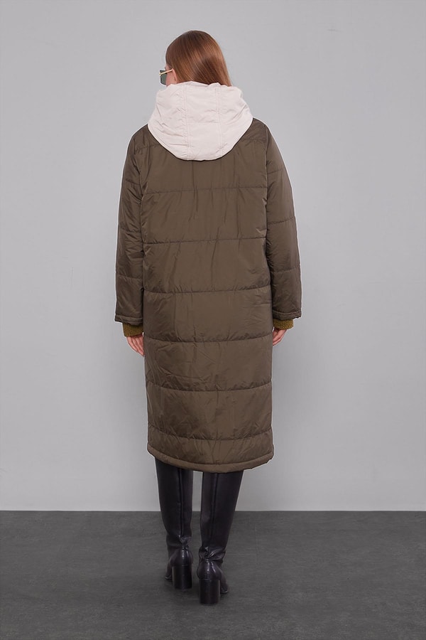 LevidorHaki-Bej Çift Renk Şişme Mont