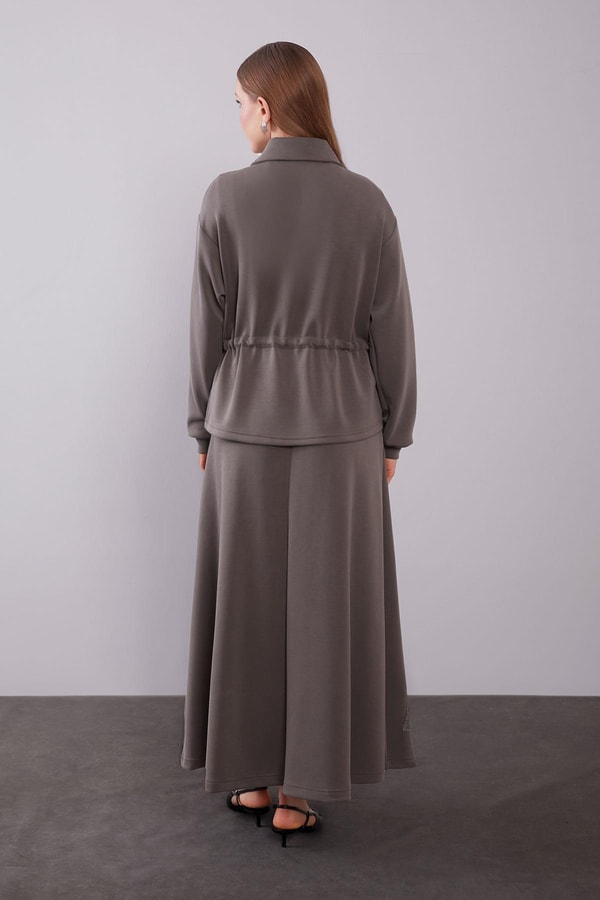 LevidorHaki Büzgü Yama Detaylı Etek Takım