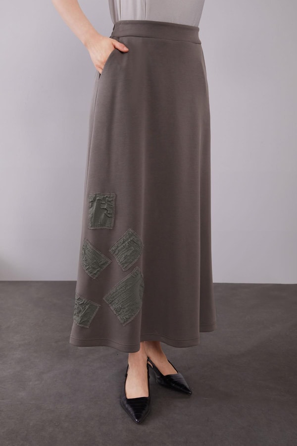 LevidorHaki Büzgü Yama Detaylı Etek Takım