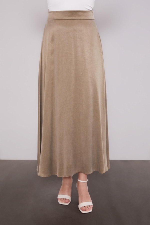 LevidorHaki Çapraz Düğme Detay Cupra Etek Takım