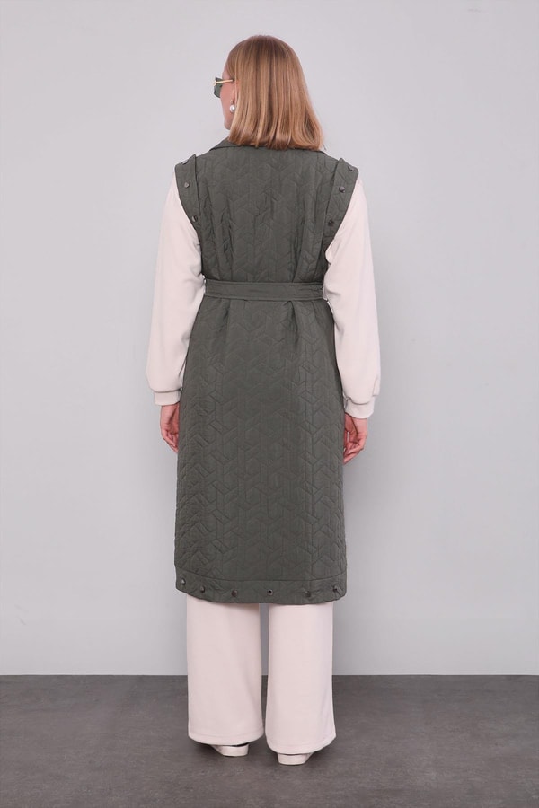 LevidorHaki Cep Aksesuar Detaylı Yelek