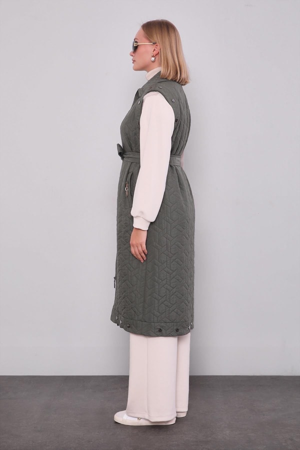 LevidorHaki Cep Aksesuar Detaylı Yelek