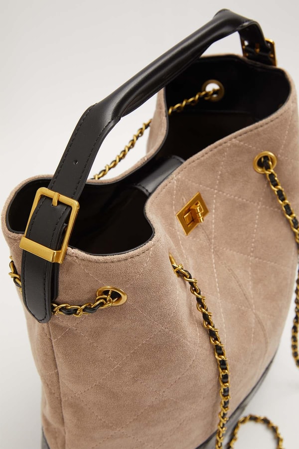 LevidorHaki Çift Renkli Zincirli El Çantası