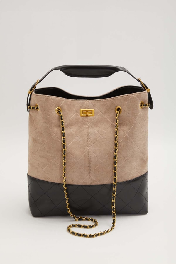 LevidorHaki Çift Renkli Zincirli El Çantası