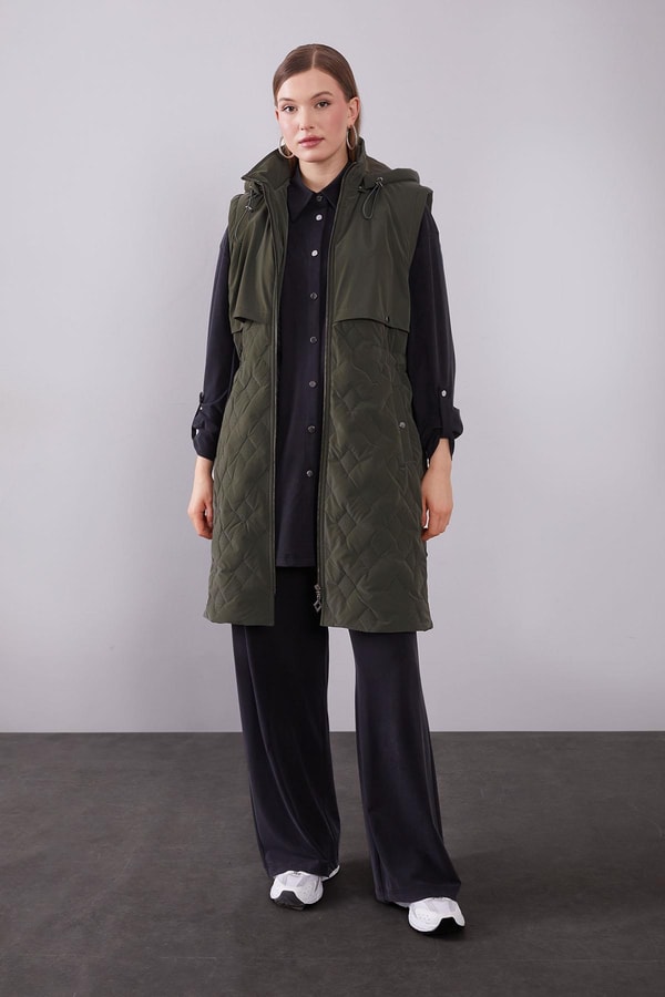 LevidorHaki Çıtçıt Rüzgarlık Detaylı Şişme Yelek