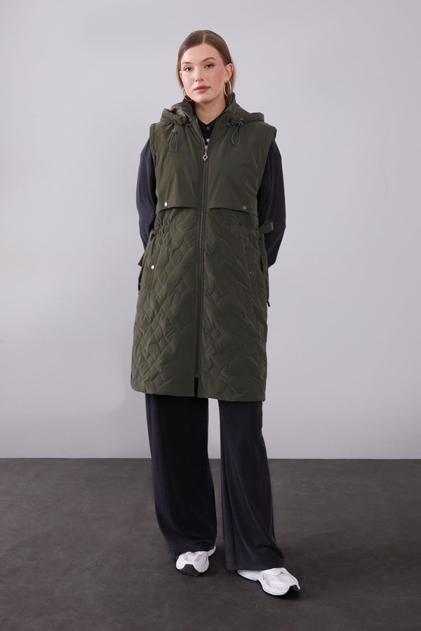 LevidorHaki Çıtçıt Rüzgarlık Detaylı Şişme Yelek