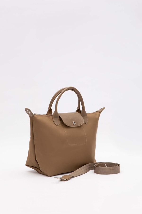 LevidorHaki Deri Kapak Aksesuarlı Omuz Çantası