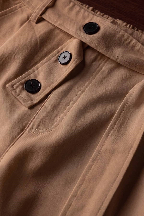 LevidorHaki Düğme Kemer Detaylı Pantolon
