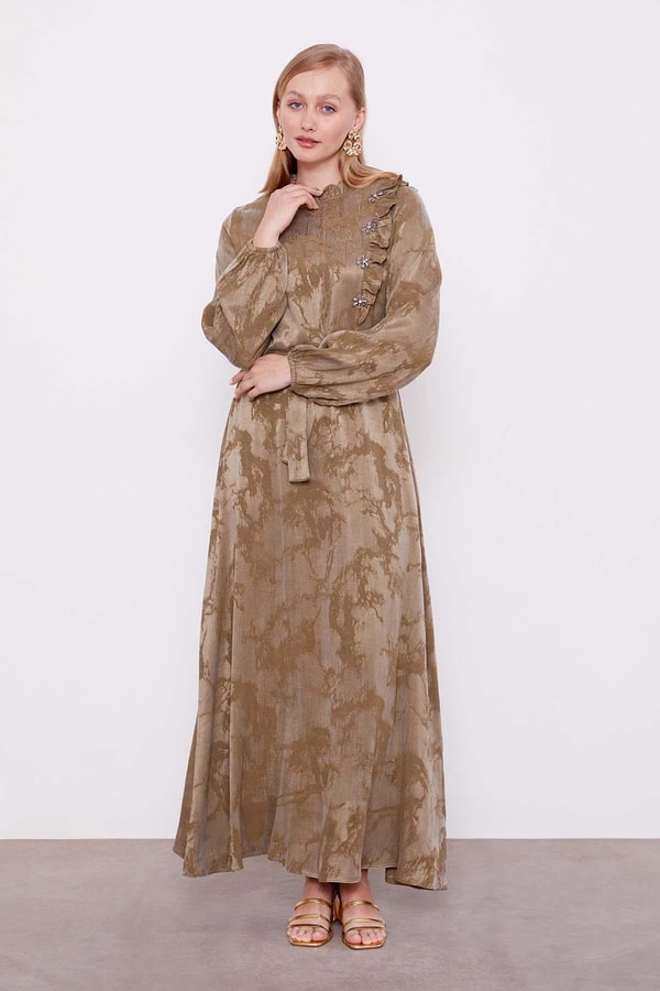 LevidorHaki Fırfır Detayı Elbise