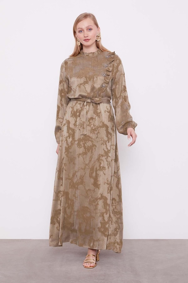 LevidorHaki Fırfır Detayı Elbise