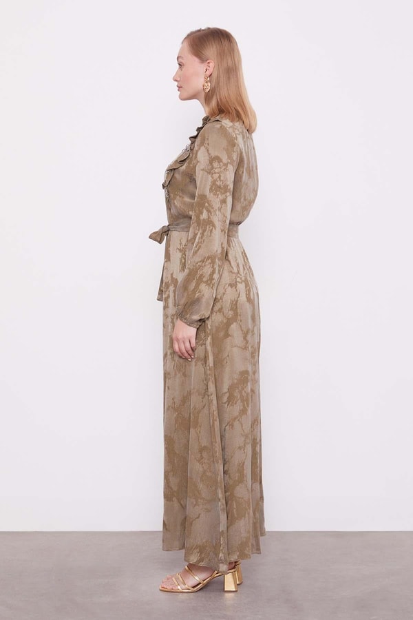 LevidorHaki Fırfır Detayı Elbise