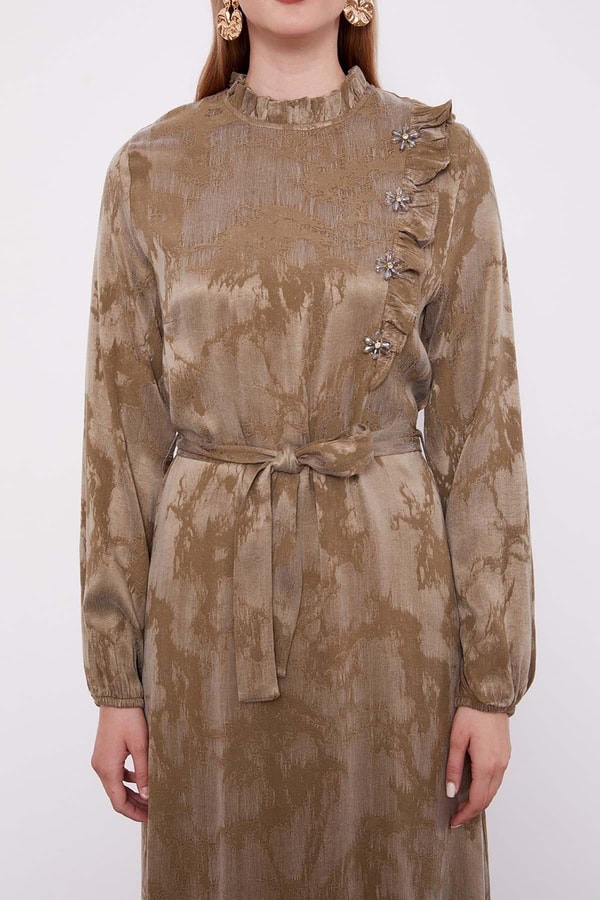 LevidorHaki Fırfır Detayı Elbise