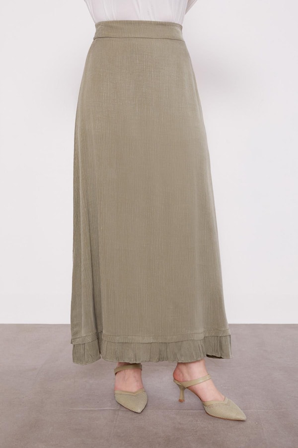 LevidorHaki Fırfır Detaylı Cupra Etek Takım